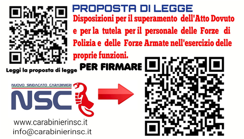 Proposta di Legge di Iniziativa Popolare <b>“Disposizioni per il superamento dell'Atto Dovuto e per la tutela del personale delle Forze di Polizia e delle Forze Armate nell'esercizio delle proprie funzioni”</b>